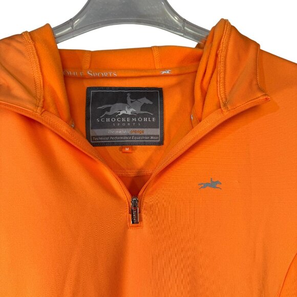 Schockemohle Sports Size Medium Orange Performance Zip-Up Hoodie - Picture 2 of 6